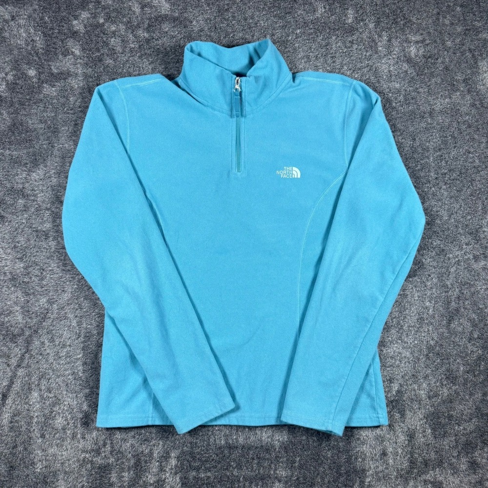 The North Face TKA 100 Fleece Pullover Womens Medium Blue Quarter Zip Sweater